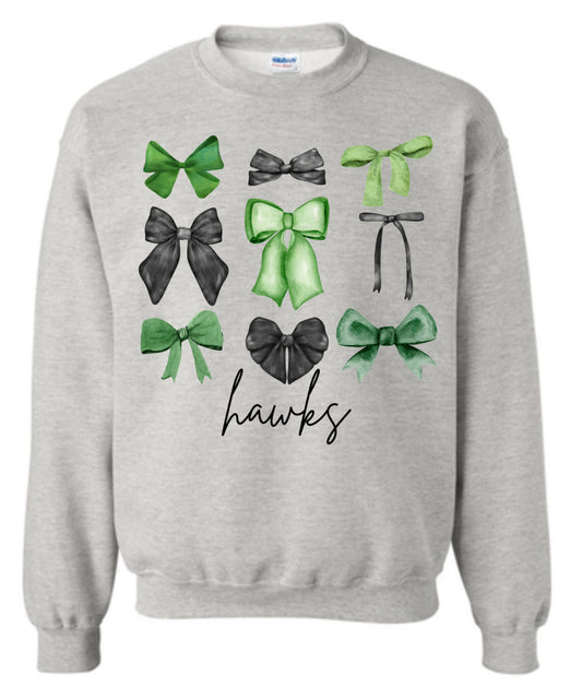 Green & Black Bows- Hawks