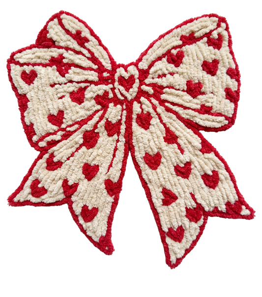 Faux Yarn Heart Bow